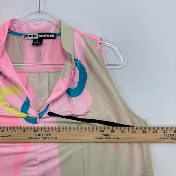 Jamie Sadock XL Colorful Abstract Artsy Sleeveless Quarter Zip Top Active Golf - Picture 5 of 8